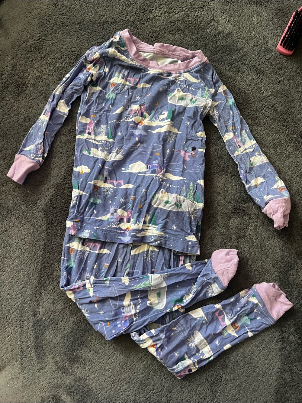 Little sleepies Girls' Purple Castle Print Pajama Set - size 12-18 month